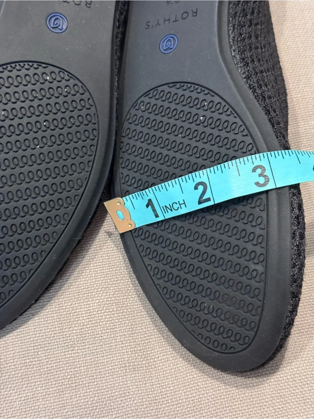 Rothy’s - The Point - Black Knit Flats with Blue Heel Trim- Shrunk / Fits Like 8